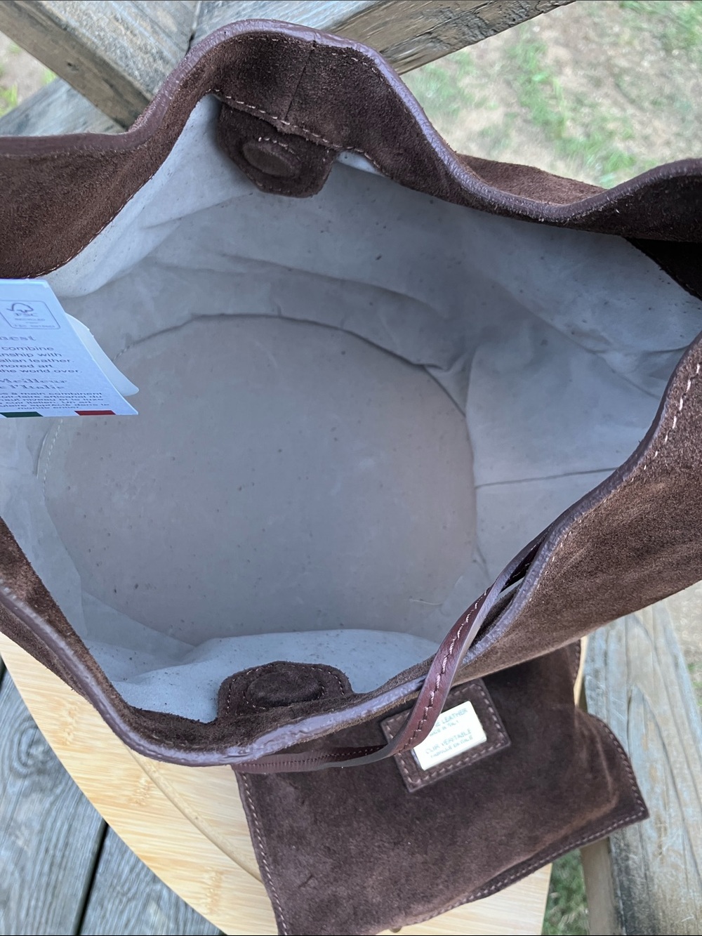 Viola Castellani Brown Suede Hobo Bag Leather Italy NWT - Picture 12 of 16